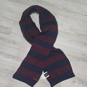 Ralph Lauren Classic Navy and Burgundy Striped Scarf